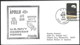 US Space Cover 1969. "Apollo 11" Recovery. USS New - Estados Unidos