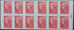 4197-C1 Date 01.07.08 (042) Carnet Beaujard 12 TVP Rouge Faciale 17.16€ - Modernos : 1959-…