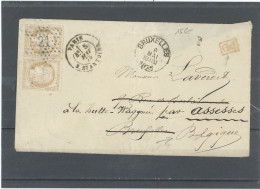 FRANCE -N°55 PAIRE /LETTRE  PARIS  POUR LA BELGIQUE   Obl ETOILE 21 -R .ST ANTOINE-CàD -3 MAI 75 - 1871-1875 Ceres