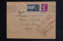 FRANCE -  Cachet Du 1er Service Aérien Sans Surtaxe Sur Enveloppe De Perpignan Pour Paris En 1937 - L 152671 - 1927-1959 Covers & Documents