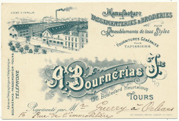 TOURS - Carte De Visite 9 X 13 Cm - Manufacture De Passementeries & Broderies A. Bournérias - Tours