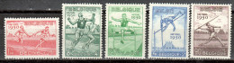 BELGIQUE 827-31 MH * Championnats D’Europe Athlétisme 1950 - Neufs