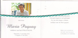 Maria Paguay-Straetmans, Maastricht 1914, Tongeren 2016. Honderdjarige. Foto - Todesanzeige