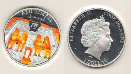 COOK Island One Dollar 2012 Abu Simbel Colored Coin History Of Egypt Proof K 1449 États D'Océanie - Cook