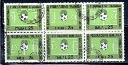 ITALIA REPUBBLICA ITALY 1973 FEDERAZIONE ITALIANA DEL GIOCO CALCIO FOOTBALL SOCCER LIRE 25 BLOCCO BLOCK USATO USED - 1971-80: Used