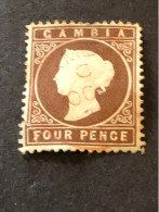 GAMBIA. SG 15.  4d Brown. FU Light Red Cancel - Gambie (...-1964)