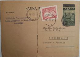 POLOGNE - Entier Du 13/02/1950 Avec Complément D'affranchissement De LODZ Pour PARIS - Stamped Stationery