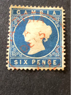 GAMBIA. SG 18.  6d Blue FU Light Red Cancel. CV £45+ - Gambia (...-1964)