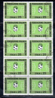 ITALIA REPUBBLICA ITALY 1973 FEDERAZIONE ITALIANA DEL GIOCO CALCIO FOOTBALL SOCCER LIRE 25 BLOCCO BLOCK USATO USED - 1971-80: Usados
