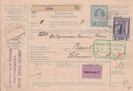 Autriche Bulletin D'expédition Girlan Pour La Suisse 1913 - Storia Postale