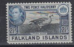 Falkland Islands 1949 King George VI  2 1/2d Upland Goose1v ** Mnh  (60006A) - Islas Malvinas