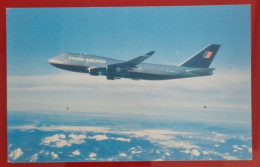 ADVERTISING POSTCARD - UNITED AIRLINES BOEING 747-400 - Airships