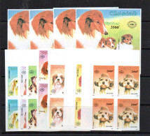 VIETNAM -1980 -  1990 - PEDIGREE DOGS SET OF 7 IMPERFORATE BLOCKS OF 4 + S/SHEETS IMPERF X 4MINT NEVER HINGED, - Vietnam