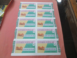 PORTUGAL - BILHETE DE LOTARIA - LOTTERY TICKET X 10 - BARCELOS - FIGURADO DE BARCELOS - JULIA RAMALHO 1991 - Lottery Tickets