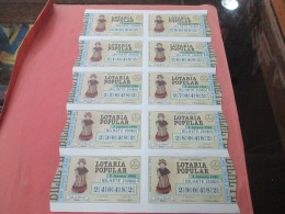 PORTUGAL - BILHETE DE LOTARIA - LOTTERY TICKET X 10 - BARCELOS - TRAJE DE BARCELOS  1990 - Lottery Tickets