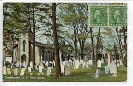Voyagé 1914 - COOPERSTOWN Christ Church ( Eglise Du Christ  - Cimetière Tombes ) Flamme Drapeau Américain - Autres & Non Classés