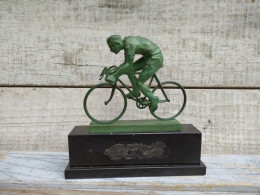 Sculpture Trophée Cyclisme Cycliste Vélo Course Bronze Signé Fraisse Demey - Cycling