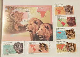 CAMBODIA CATS OF PREY FELINS SET &BLOCK MNH - Camboya