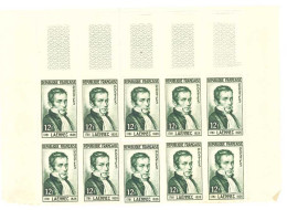 Yvert 936 - René Laennec - Bloc De 10 Timbres Neufs Sans Traces De Charnières (1 Timbre Désolidarisé) Bord De Feuille - Ungebraucht