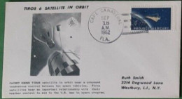 US Space Cover 1962. Weather Satellite "Tiros 6" Launch. Meteorology - United States