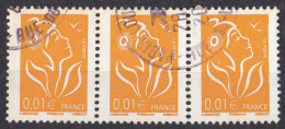 France  2000 - 2009  Y&T  N °  3731  Bande De 3 Oblitéré Paris Rue Du Louvre - Used Stamps