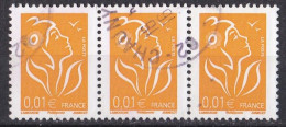 France  2000 - 2009  Y&T  N °  3731  Bande De 3 Oblitéré Chauny 02300 - Used Stamps