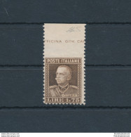 1927 Regno D'Italia, N. 214e, Lire 1,75 Bruno Non Dentellato In Alto, MNH** - Splendido E Freschissimo - Other & Unclassified