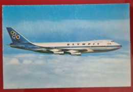 ADVERTISING POSTCARD - OLYMPIC AIRWAYS, BOEING 747-200 B JUMBO JET - Airships