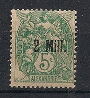 ALEXANDRIE - 1921-23 - N°YT. 35 - Type Blanc 2m Sur 5c Vert - Neuf Luxe ** / MNH / Postfrisch - Unused Stamps