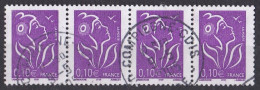 France  2000 - 2009  Y&T  N °  3732  Bande De 4 Oblitéré Compiègne - Gebraucht