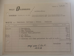 Luxembourg Facture, Willy Dillenburg, Diekirch 1956 - Luxemburgo