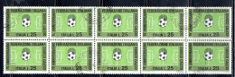 ITALIA REPUBBLICA ITALY 1973 FEDERAZIONE ITALIANA DEL GIOCO CALCIO FOOTBALL SOCCER LIRE 25 BLOCCO BLOCK USATO USED - 1971-80: Gebraucht