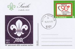 SCOUT SLOVENIA 2013 POSTCARD 90TH SCOUT ASSOCIATION SACILE ITALY + PERSONAL STAMPS - Eslovenia