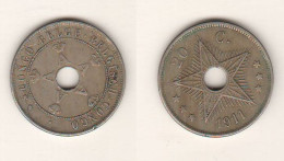 Congo Belge 20 Centimes 1911 Belgish Congo 20 Centesimi Nickel  Coin K 19 - 1910-1934: Alberto I