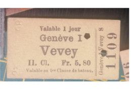 Ticket  Chemins De Fer Suisses Genève à Vevey - Sonstige & Ohne Zuordnung