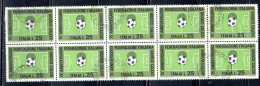 ITALIA REPUBBLICA ITALY 1973 FEDERAZIONE ITALIANA DEL GIOCO CALCIO FOOTBALL SOCCER LIRE 25 BLOCCO BLOCK USATO USED - 1971-80: Usados