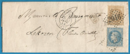 FRANCE - Napoléon III Lauré N°28+29 Sur Lettre De LILLE à LOKEREN (Belgique) Du 23/1/69 + PD Encadré - 1863-1870 Napoleon III Gelauwerd