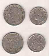 Congo Belge 50 Centimes 1922 + 1 Franc 1927 Belgish Congo Nickel  Coin K 23 E K - 1910-1934: Albert I.