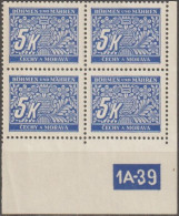 082/ Pof. DL 12, Corner 4-block, Non-perforated Border, Plate Number 1A-39 - Neufs