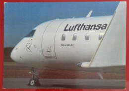 ADVERTISING POSTCARD - LUFTHANSA CANADAIR JET - Airships