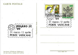 VATICANO - 1989 MILANO Convegno Filatelico MILANO FIL (ruota Dentata Logo) Su Cartolina Postale Vaticana - 717 - Philatelic Exhibitions