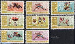 Ajman 1967 Olympic Games Mexico 8v, Mint NH, Nature - Sport - Various - Horses - Football - Olympic Games - Sport (oth.. - Geografía