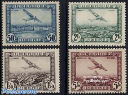 Belgium 1930 Air Mail 4v, Unused (hinged), Transport - Fokker Airplanes - Aircraft & Aviation - Nuevos