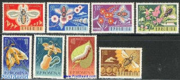Romania 1963 Useful Insects 8v, Mint NH, Nature - Various - Bees - Flowers & Plants - Insects - Textiles - Ungebraucht