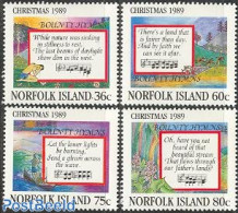 Norfolk Island 1989 Christmas 4v, Mint NH, Performance Art - Religion - Music - Christmas - Music