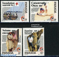 Rwanda 1988 Red Cross 4v, Mint NH, Health - Transport - Red Cross - Ships And Boats - Croix-Rouge