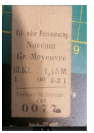 Ticket  Chemins De Fer Alsace Lorraine Novéant Moyeuvre Grande - Andere & Zonder Classificatie