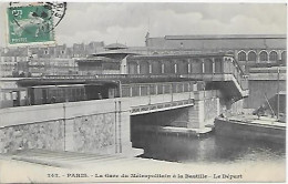 CPA Paris La Gare Du Métropolitain à La Bastille - Le Départ - Distretto: 12