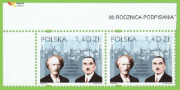 Voyo POLAND Ignacy Jan Paderewski And Roman Dmowski Mi#3777 ** MINT Left Upper Corner Pair - Nuovi