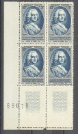 Yvert 940 - Comte D' Argenson   - Bloc De 4 Timbres Neufs Sans Traces De Charnières - Bord De Feuille Numéroté - Ongebruikt